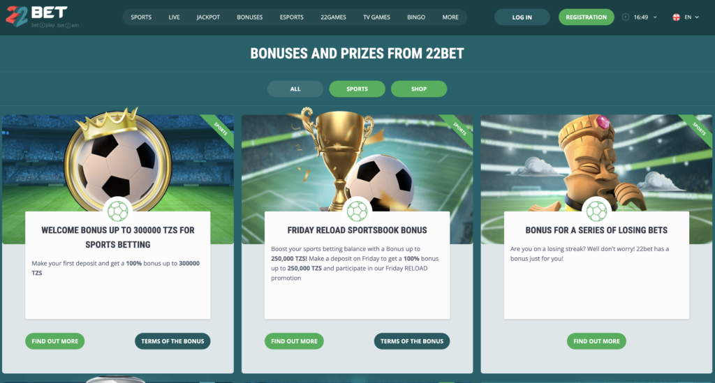 22bet casino bonus code tanzania
